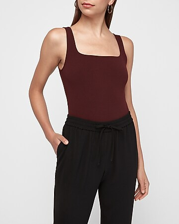 Square Neck Thong Bodysuit | Express