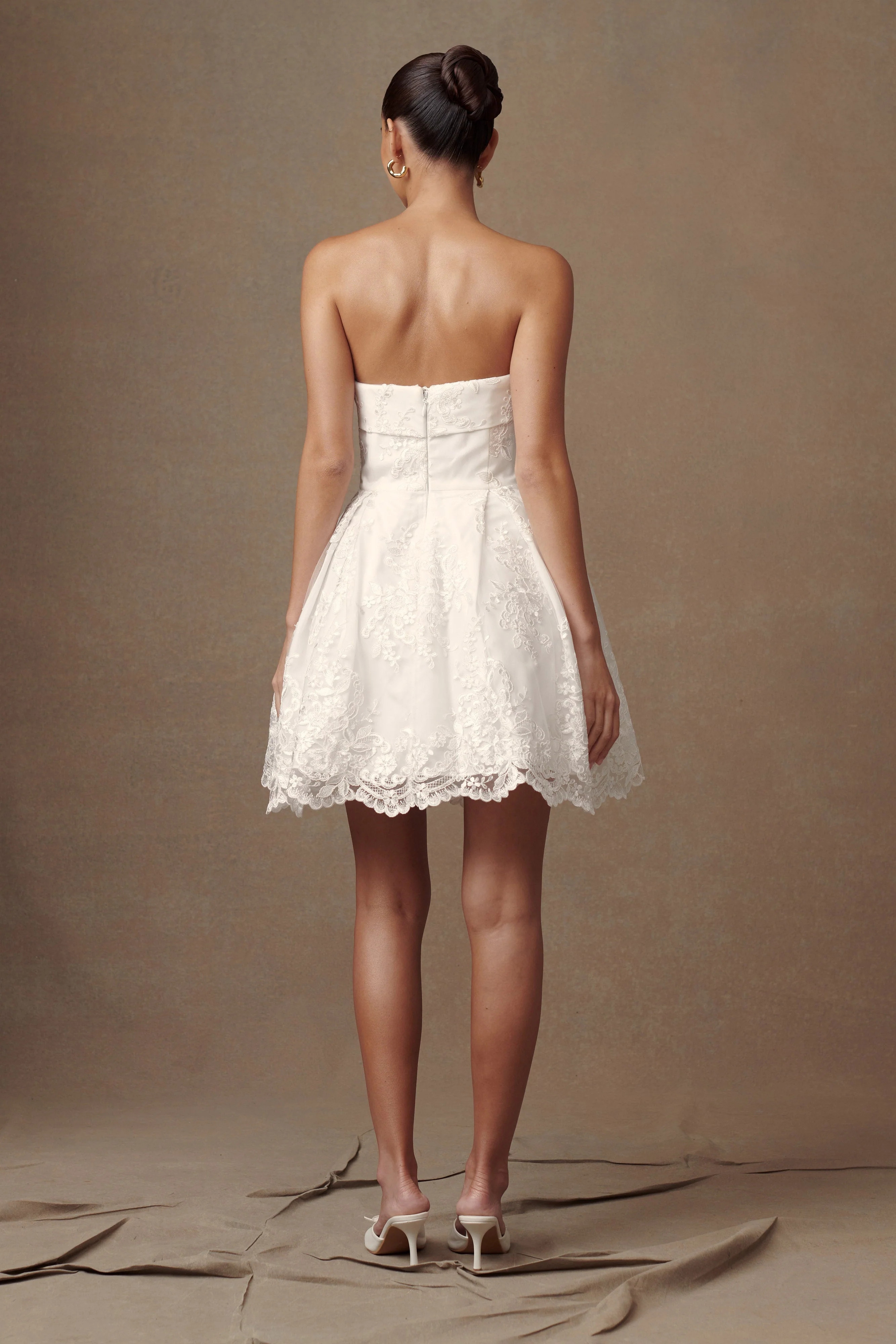 Eileen Lace Mini Dress - White | MESHKI US