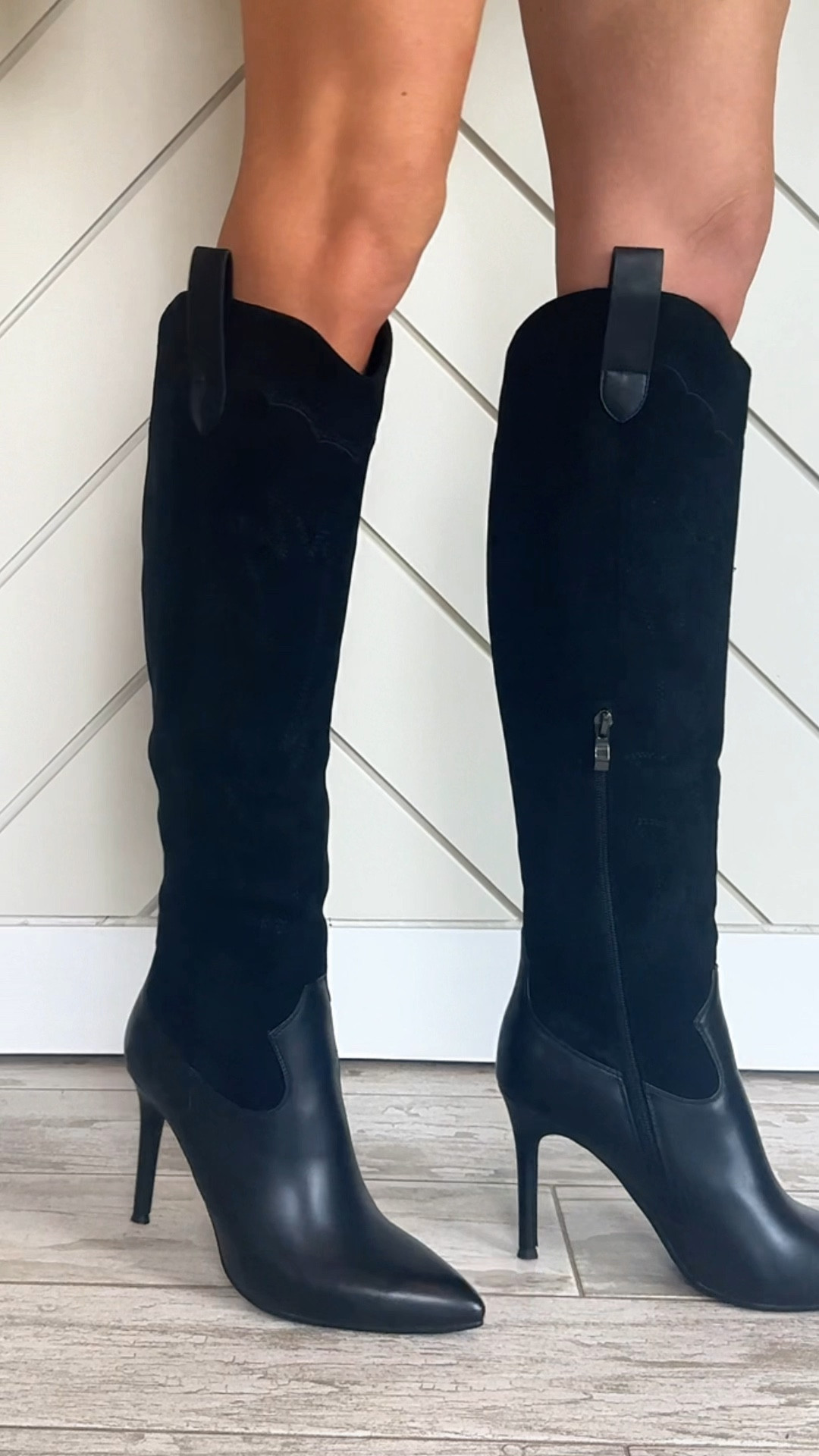 New boots! 
The stiletto heel gives a sophisticated look to a basic western boot! It has suede and the western stitching like a traditional cowboy boot! 
On sale and under $100 (: 

#LTKShoeCrush #LTKWatchNow #LTKFindsUnder100