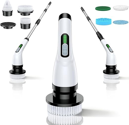 Electric Spin Scrubber for Bathroom: Shower Scrubber with Long Handle, Dual Speed Cordless Power ... | Amazon (US)
