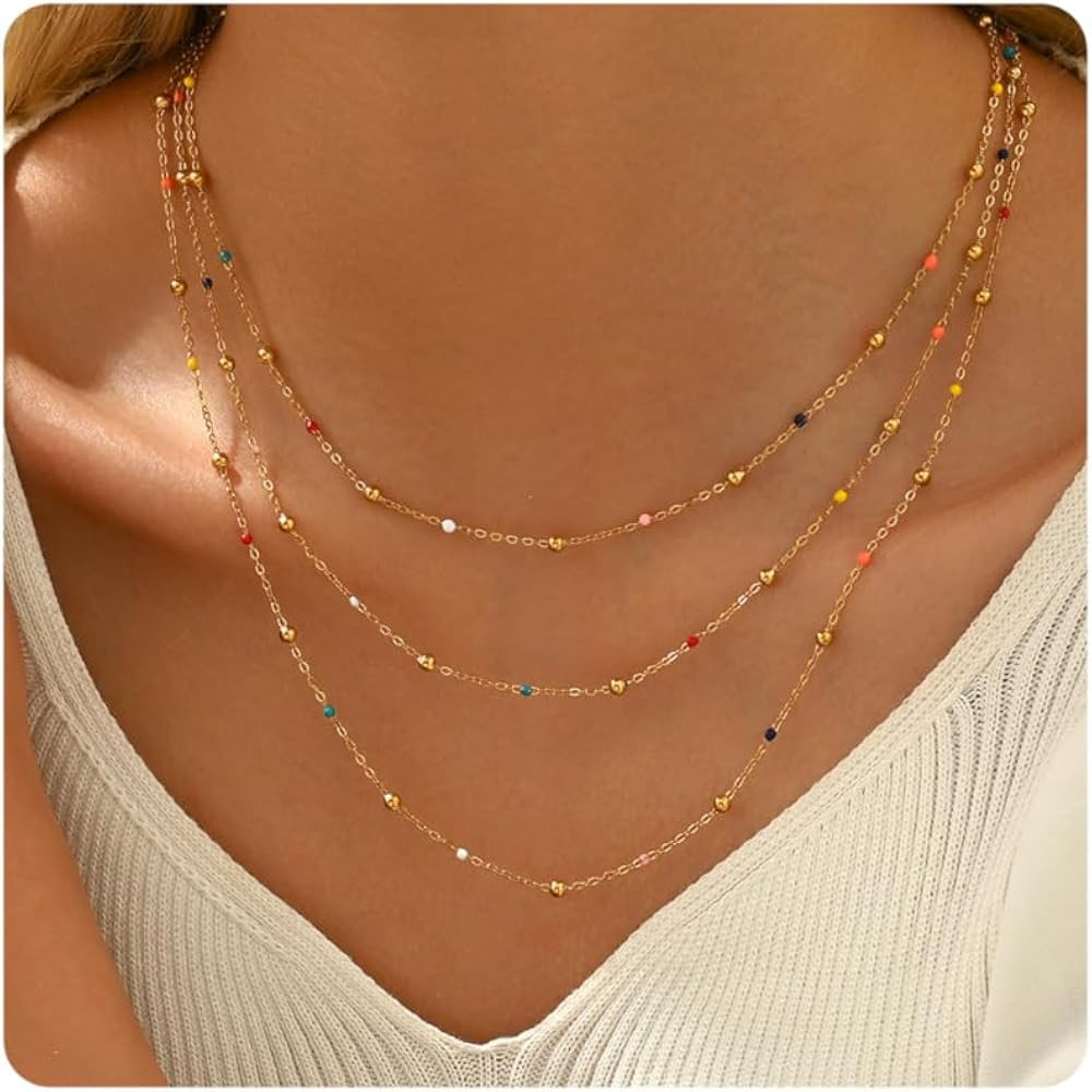 3Layered Colorful Beads-Gold | Amazon (US)