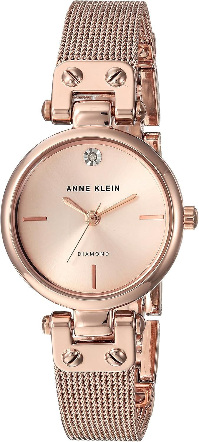 Anne Klein Women's Genuine Diamond Dial Mesh Bracelet Watch | Amazon (US)