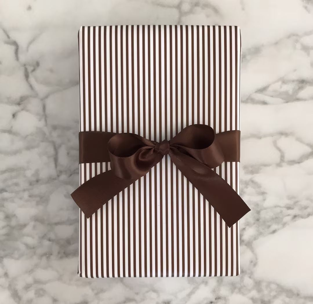 Wrapping Paper: Chocolate Pinstripe {Gift Wrap, Birthday, Holiday, Christmas} | Etsy (US)