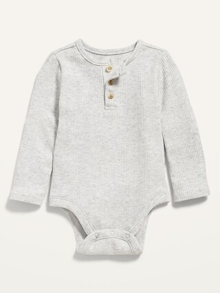Unisex Long-Sleeve Rib-Knit Henley Bodysuit for Baby | Old Navy (US)