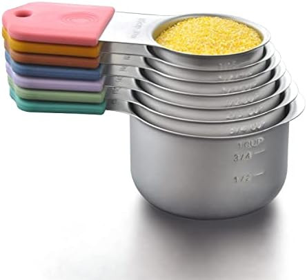 Magnetic Measuring Cups Stainless Steel Set of 7, 1/8 Cup, 1/4 Cup, 1/3 Cup, 1/2 Cup, 2/3 Cup, 3/... | Amazon (US)