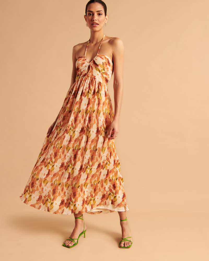 Women's Drama Halter Maxi Dress | Women's New Arrivals | Abercrombie.com | Abercrombie & Fitch (US)