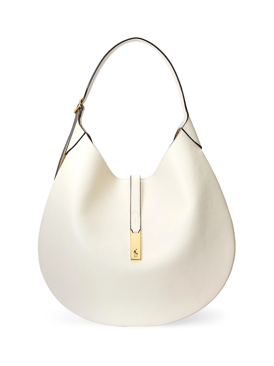 Women's Large Polo ID Leather Shoulder Bag - Ivory | Saks Fifth Avenue