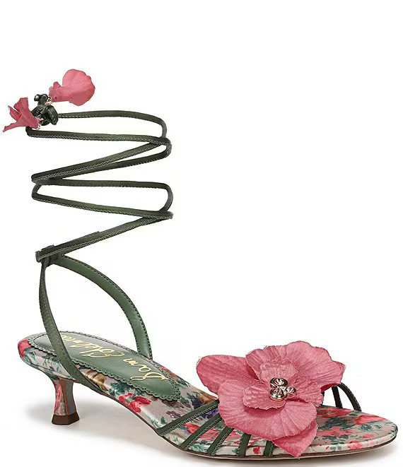 Carla Floral Satin Flower Embellished Ankle Wrap Dress Sandals | Dillard's