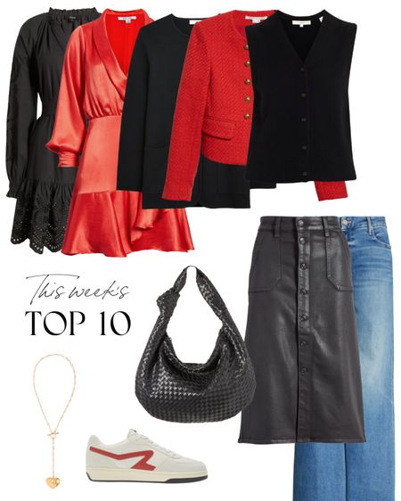 This week’s top 10 best sellers featuring lots of red and black! Everyone is talking about how red is going to be the “it” color for fall! This red wrap dress looks almost identical to the Zimmermann dress and I love this tweed Veronica Beard jacket! So cute! 

#LTKSeasonal #LTKFind #LTKU