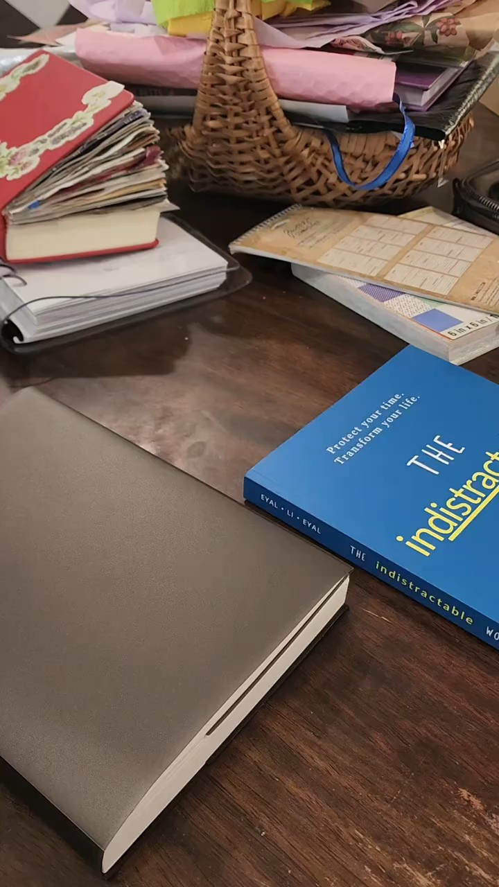 The indistractable workbook: a guides journal to help you think about the root cause of why you're easily distracted so you can build systems that help you stay on task. 

