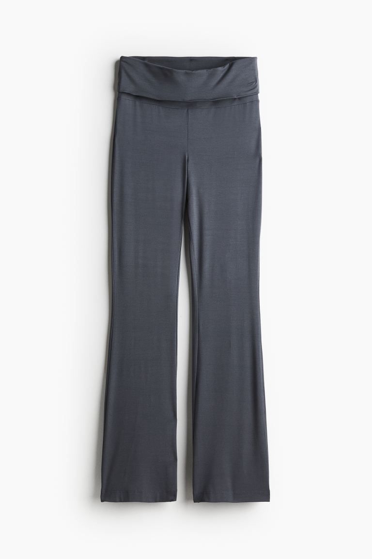 Flared jersey trousers - Dark grey - Ladies | H&M GB | H&M (UK, MY, IN, SG, PH, TW, HK)