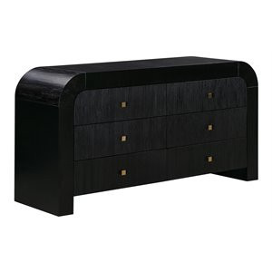 TOV Furniture Hump 32"H 6-Drawer Acacia Veneer & MDF Wood Dresser in Black | Homesquare