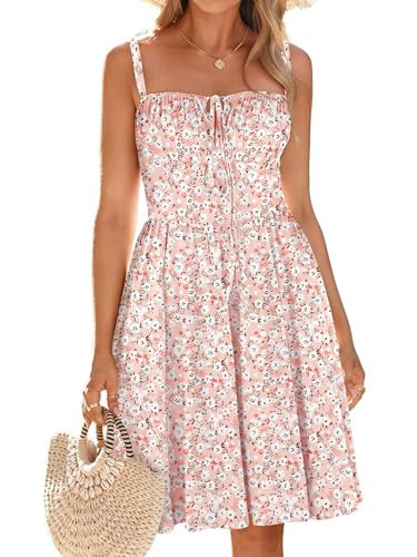 YIOYOLA Cute Casual Dresses for Juniors Summer Dress with Pockets for Women 2026 Wedding Guest Floral Aline Vacation Beach Sundress(YYL602-Pink W Floral 02,M) | Amazon (US)