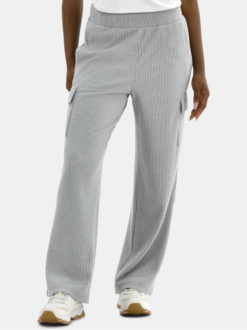 Avia Women’s and Women's Plus Corded Ribbed Seamed Wide-Leg Pants, Sizes XS-4X | Walmart (US)