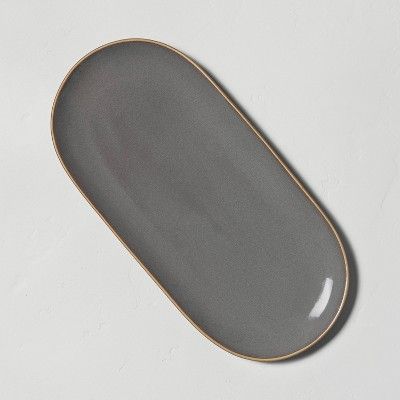 Stoneware Exposed Rim Oblong Serve Tray Gray - Hearth & Hand™ with Magnolia | Target