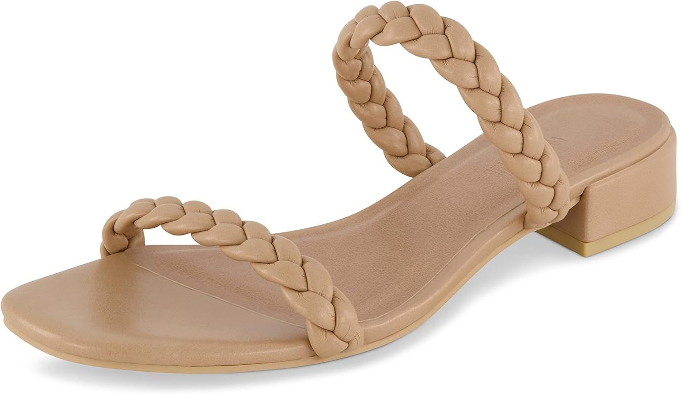 CUSHIONAIRE Women's Neptune braided low block heel sandal +Memory Foam | Amazon (US)