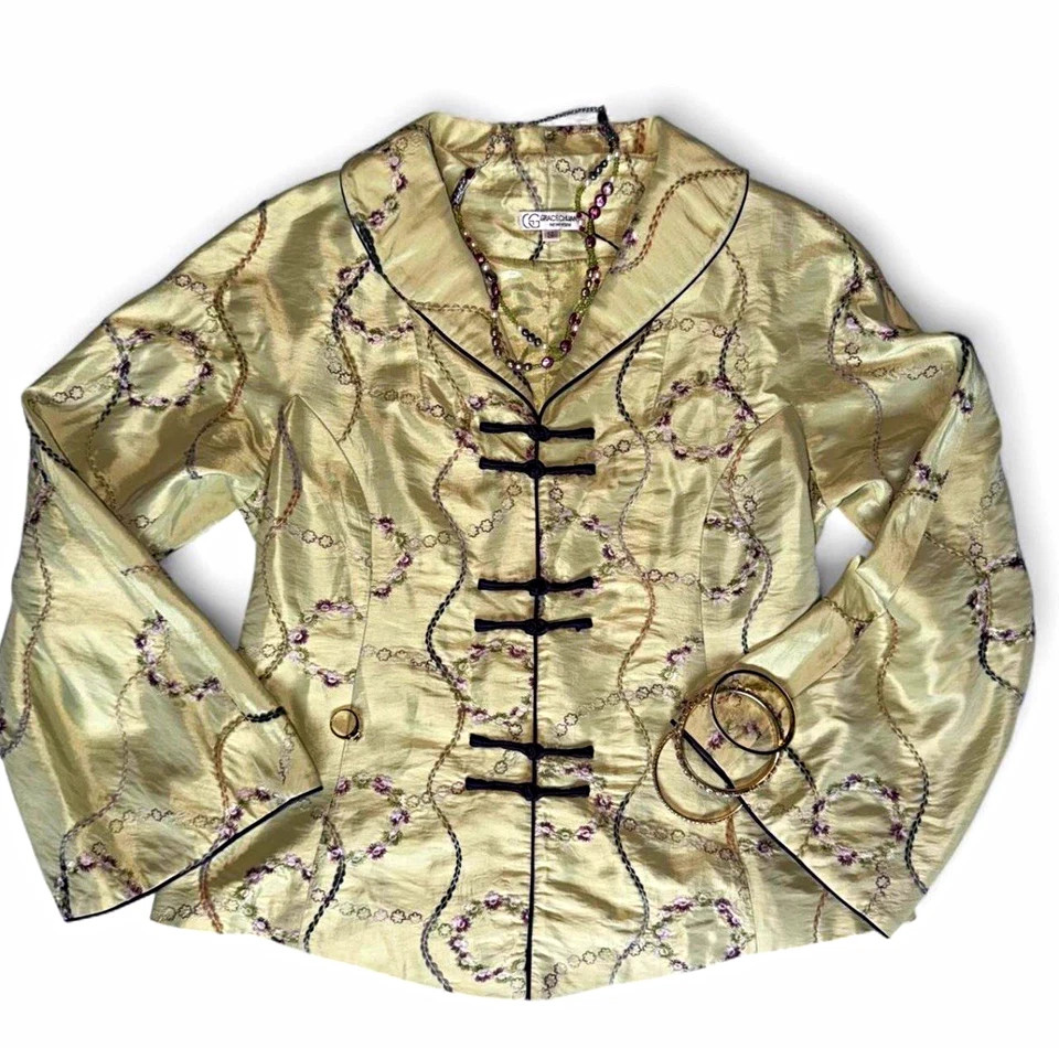 Grace Chuang New York 100% Silk Embroidered Jacket Size Small Frog Closure | eBay | eBay US