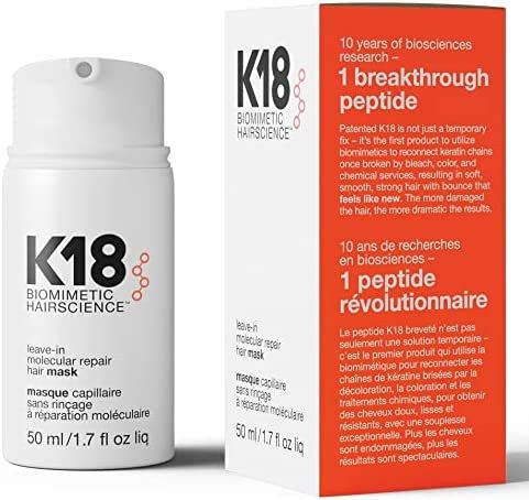 Amazon.com: K18 Leave-In Repair Hair Mask Treatment to Repair Dry or Damaged Hair - 4 Minutes to ... | Amazon (US)