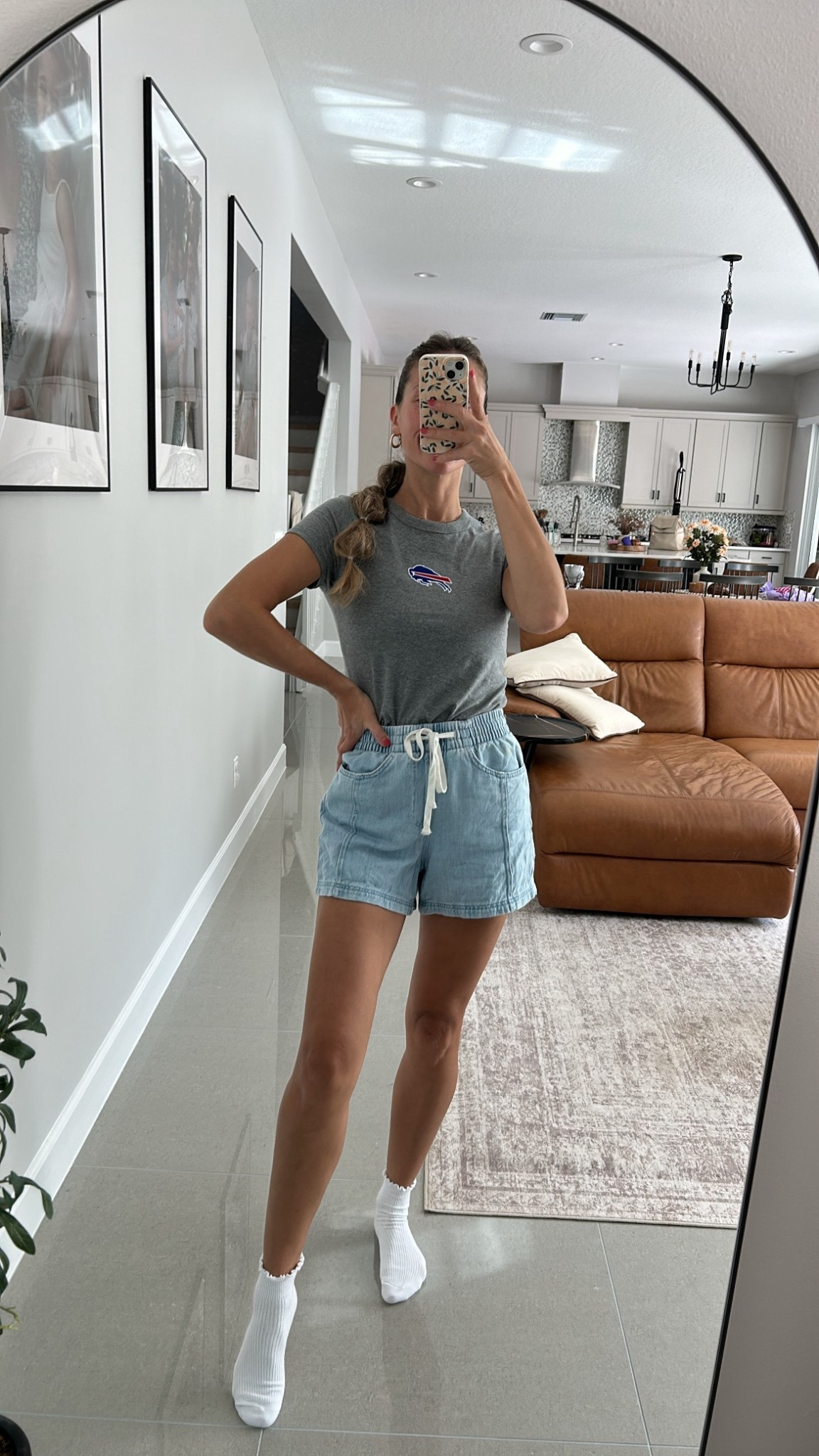 XS in both top & shorts. Go bills! Linked a ton of Old Navy Bills gear for the whole family + my shorts and socks! #NFL #BuffaloBills #Bills #FootballSunday #denimshorts #rufflesocks #kids #baby #toddler 

#LTKFamily #LTKKids #LTKSeasonal