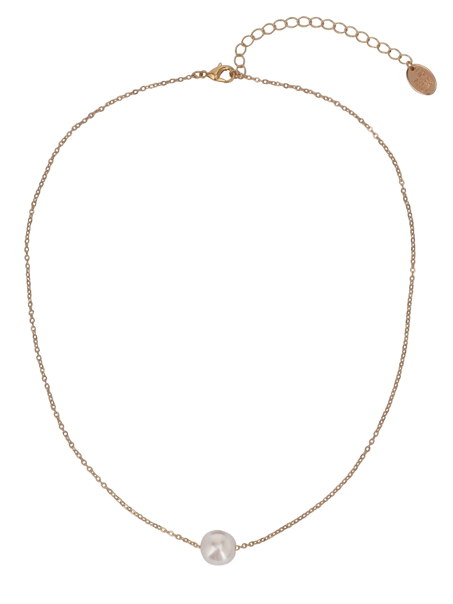 Time And Tru Women's Gold Tone Faux Pearl Ball Delicate Pendant Necklace | Walmart (US)