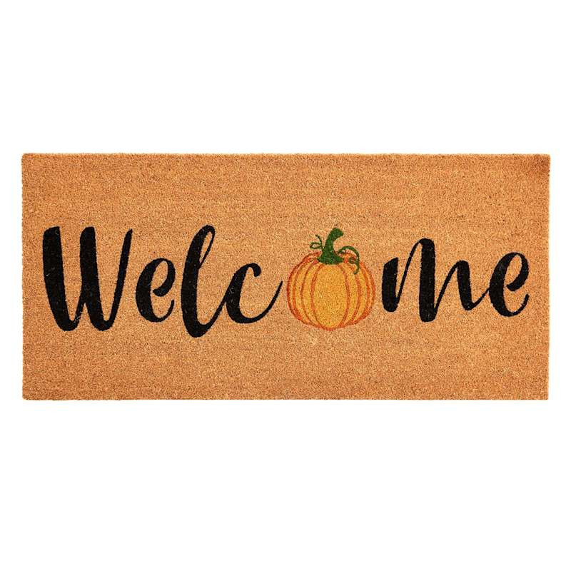 Welcome Pumpkin Coir Mat, 22x47 | At Home