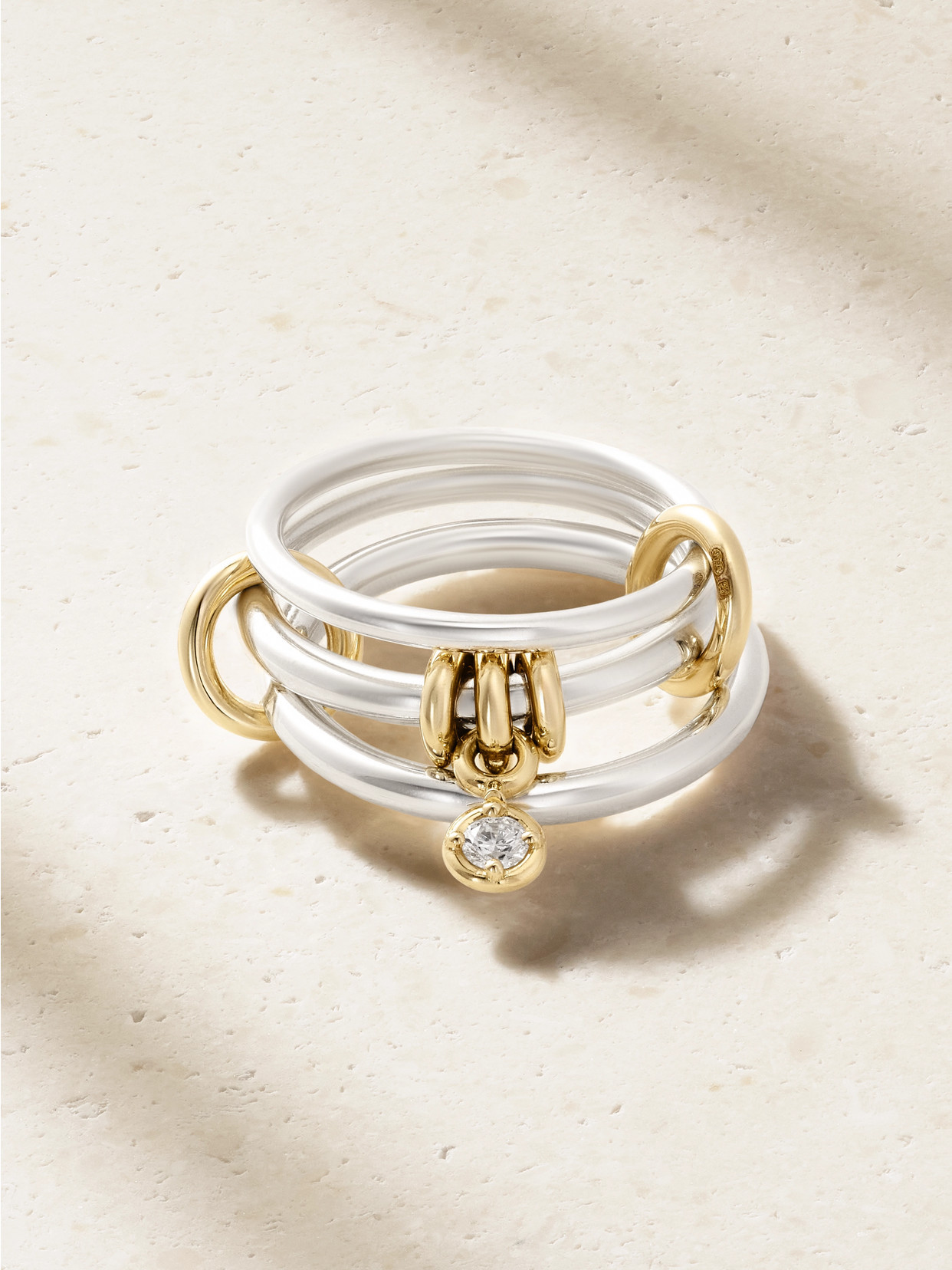 Spinelli Kilcollin - Piera Set Of Three 18-karat Gold, Sterling Silver And Diamond Rings - 6 | NET-A-PORTER (US)