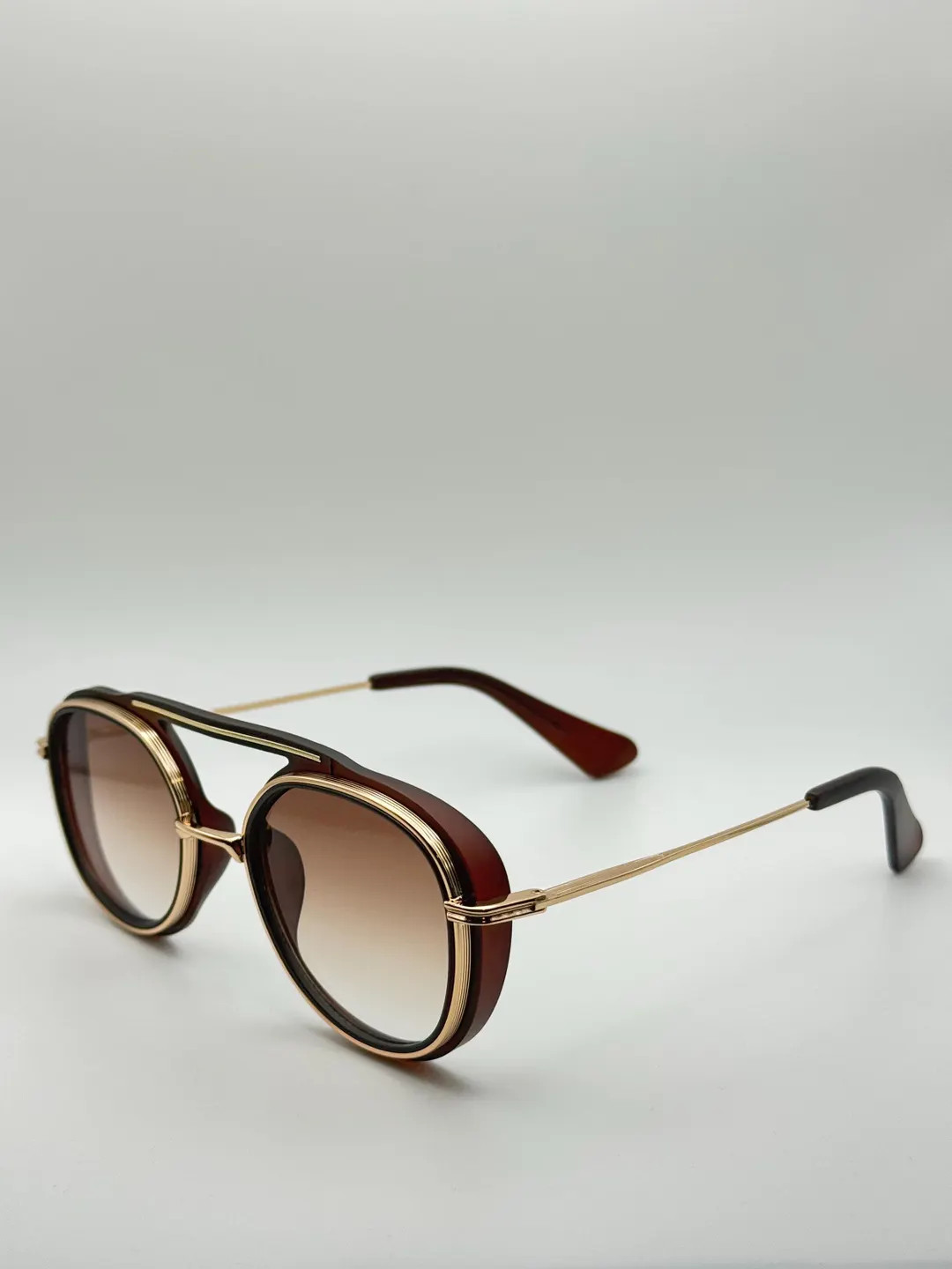 Vintage Aviator Sunglasses: Brown Gradient Lens, Gold Frame, Polarized UV400 - Etsy | Etsy (US)