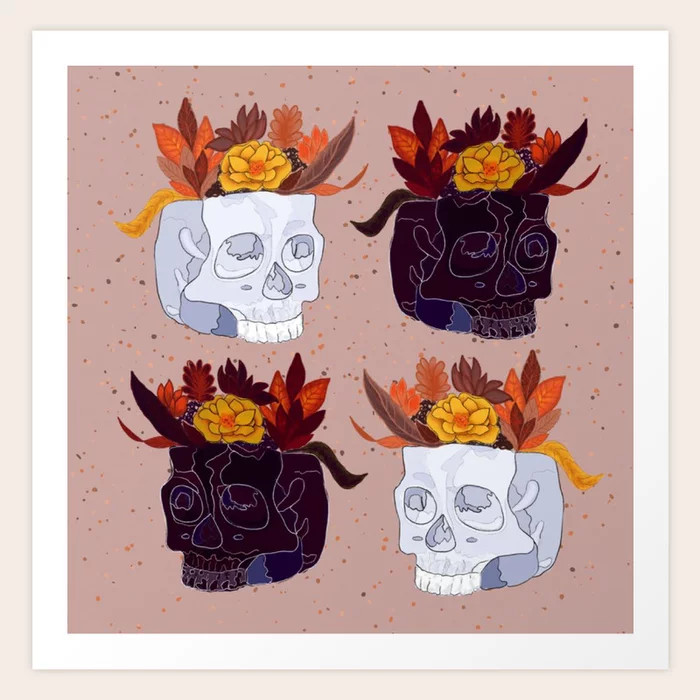Fall Skull Succulents Art Print by Thescullyartfiles - X-LARGE | Society6