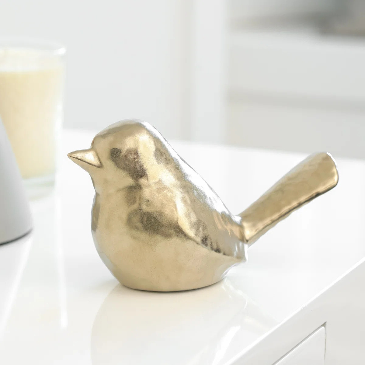 Ellymae Textured Ceramic Decorative Gold Bird Figurine | Wayfair North America