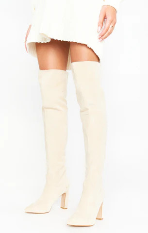 Billini Aaliyah Thigh High Boots ~ Cream Suede | Show Me Your Mumu