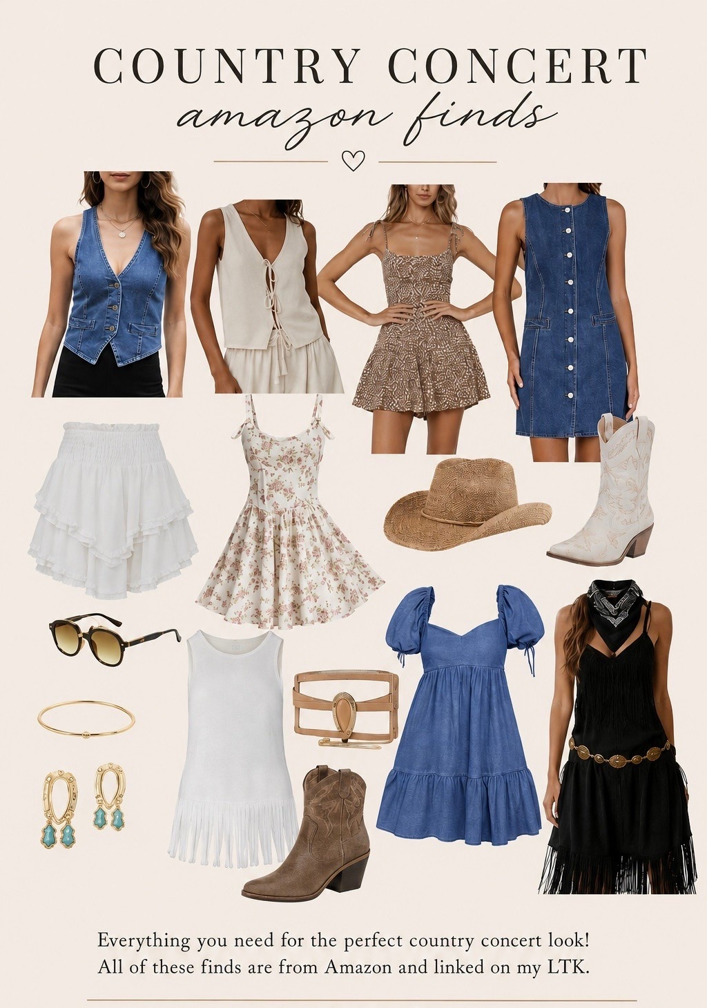 Country concert season is calling & I found the CUTEST Amazon outfits for it 🎶 From denim dresses to western boots and cowgirl accessories, these finds are affordable, trendy, and perfect for your next concert night ✨ Everything is linked on my LTK!

#LTKootd