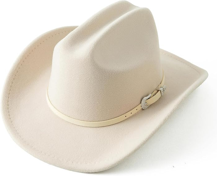 Kids Western Cowboy Hat for Girl Boy Wide Brim Beach Cowgirl Hat with Belt Buckle Cattleman Cowbo... | Amazon (US)