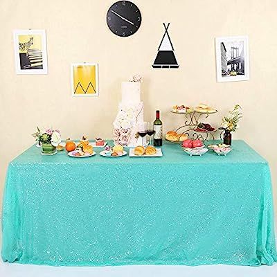 GFCC Glitter Aqua Green Sequin Tablecloth for Party Wedding Banquet 60x84 inch Sparkly Rectangle ... | Amazon (US)