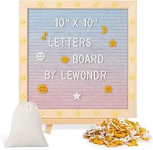 Felt Letter Board, 10"×10" Wooden Letter Board Sign, Changeable Message Board with 20 LED Lights... | Amazon (US)