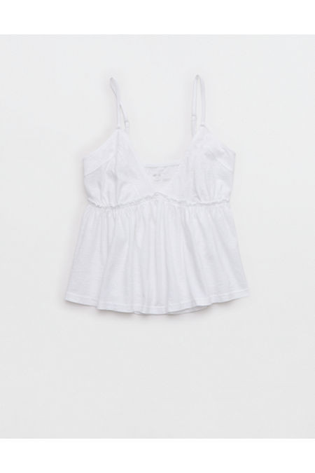 Aerie Happiest Babydoll Tank Top Women's White XXS | Aerie