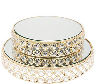Set of 2 Stacking Faceted Glass Mirrored Trays by Valerie | QVC