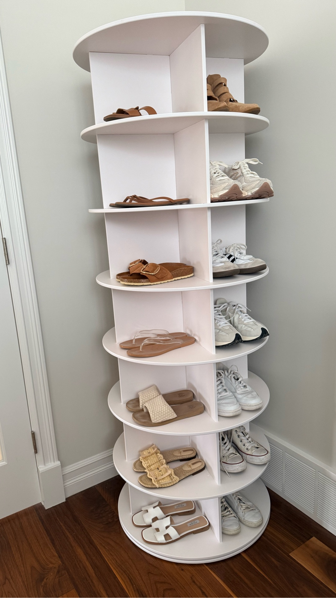Amazon home find 🤍
This rotating shoe organizer holds so many pairs and barely takes up any space. I love that it spins so you can see everything easily. Perfect for small closets!

#LTKfitness #LTKhome #LTKtravel