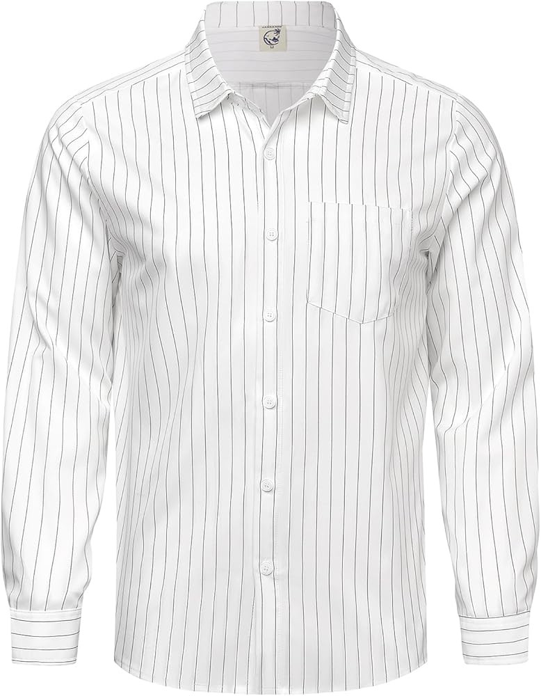 Hardaddy Men's Casual Striped Shirts Button Down Long Sleeve Blouse for Men Fall Winter | Amazon (US)
