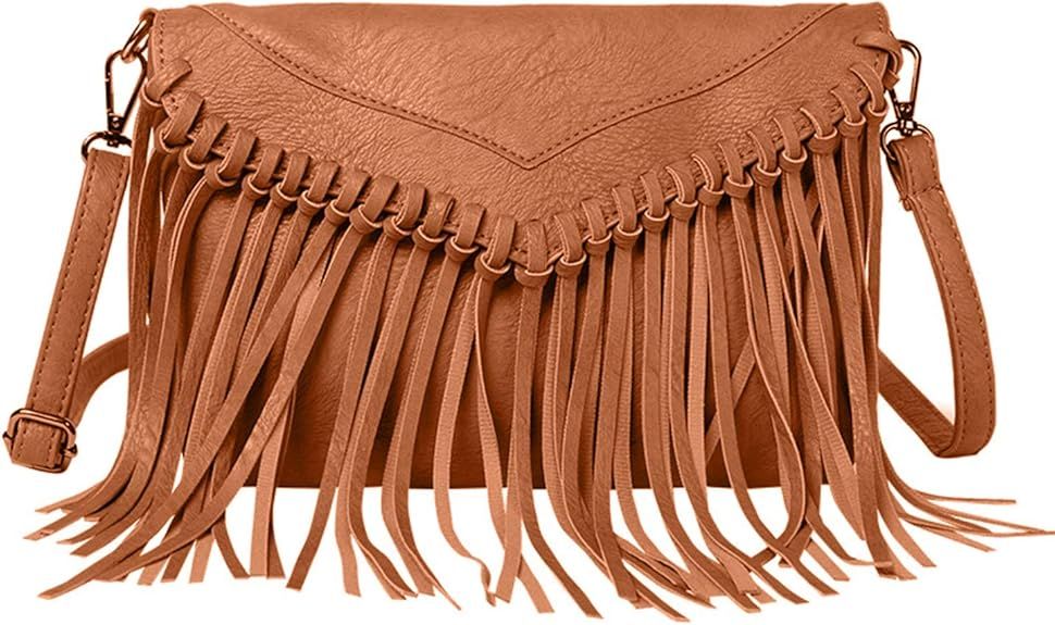 Women PU Leather Hobo Fringe Tassel Cross Body Bag Vintage Shoulder Handbag for Girls | Amazon (US)