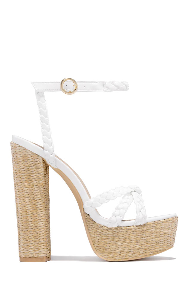 Explore Hilda - White | Block High Heels | MISS LOLA