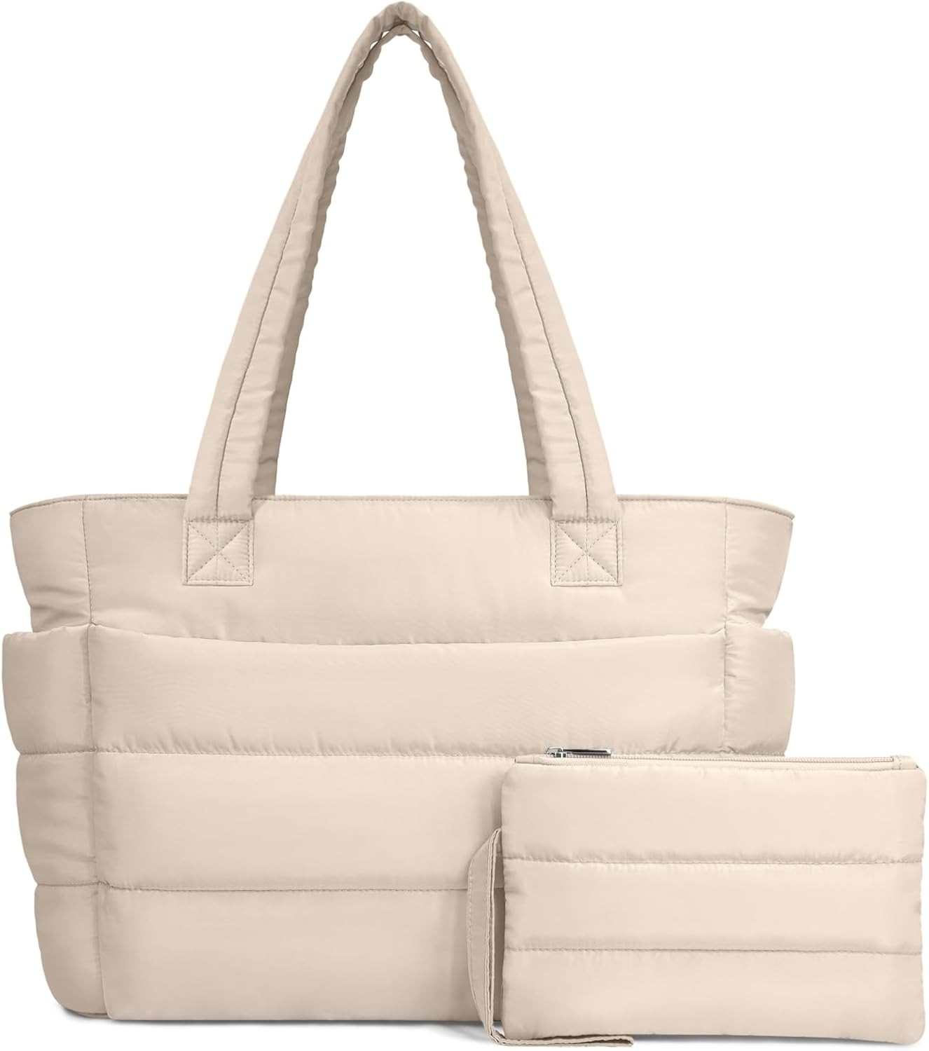 TOPDesign Puffer Tote Bag for Women, Lightweight Puffy Handbag with Compartments, Quilted Shoulder Bag for Work, Travel, Gym | Amazon (US)