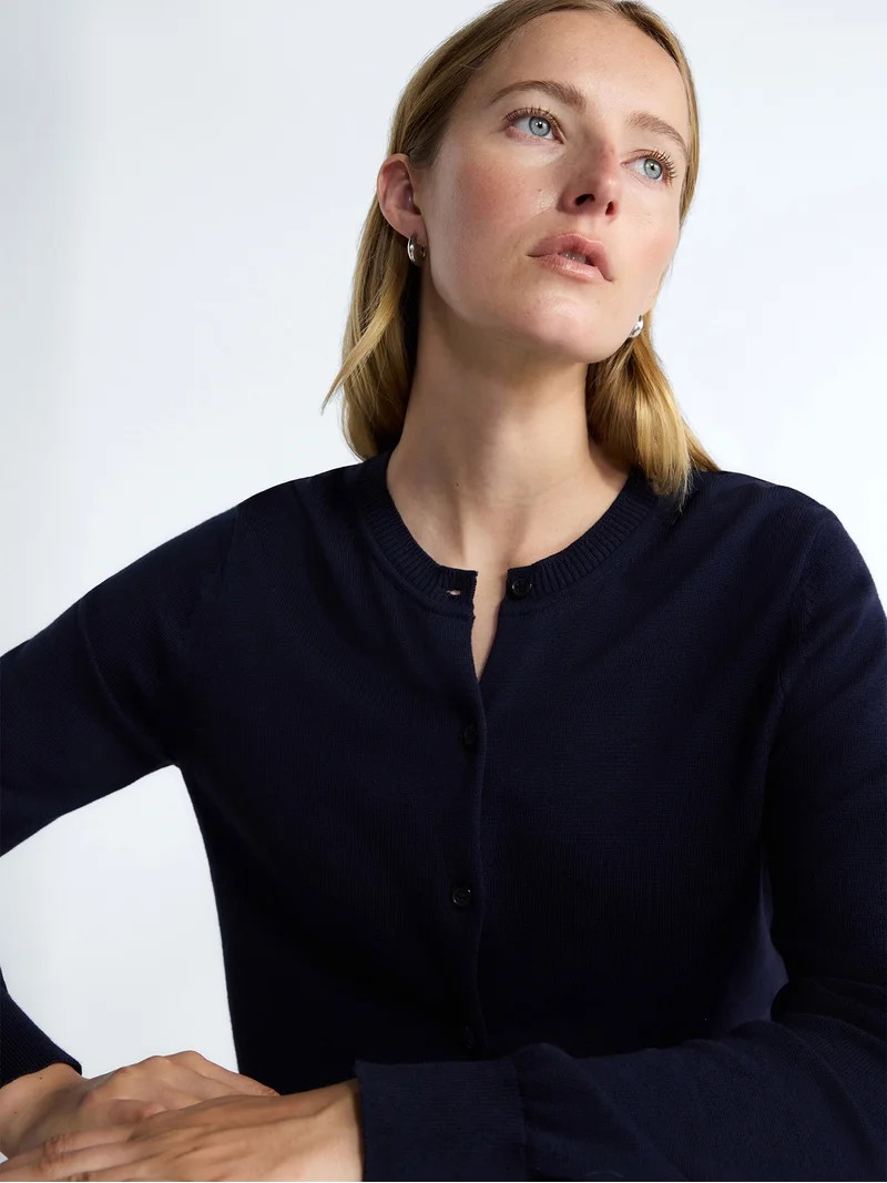Free Assembly Women's Classic Cardigan Sweater with Long Sleeves, Lightweight, Sizes XS-4X | Walmart (US)