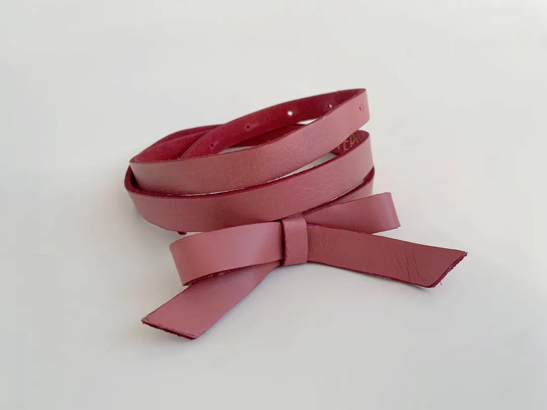 Vintage Y2K Pale Pink dünner Taillengürtel für Frauen mit Bogenschnalle 95 cm 37, Rose Skinny ... | Etsy (US)