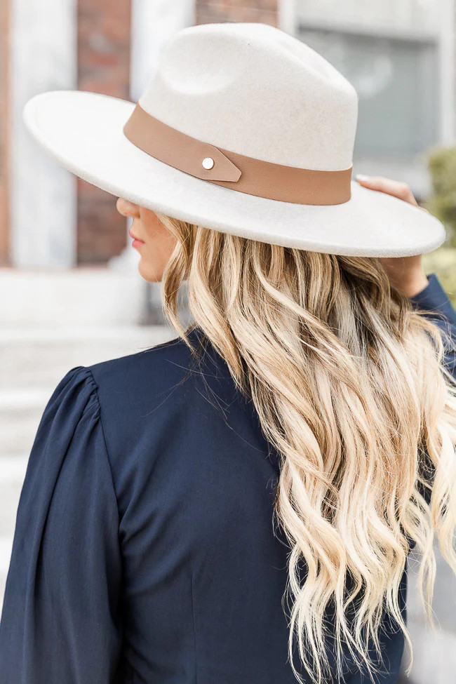 Loud And Clear Beige Solid Band Fedora Hat | Pink Lily