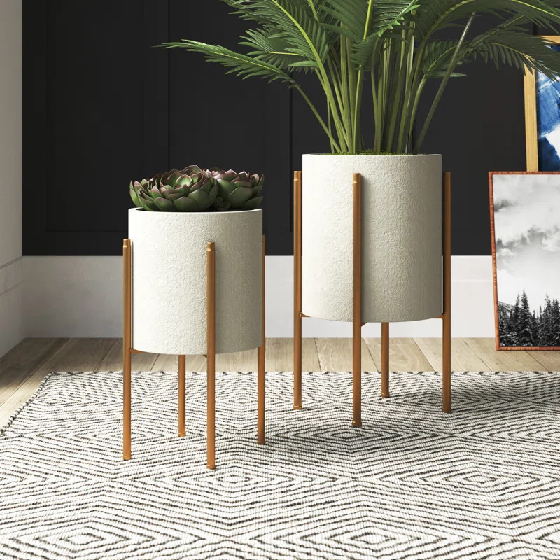 Resto 2 - Piece Metal Pot Planter Set | Wayfair North America