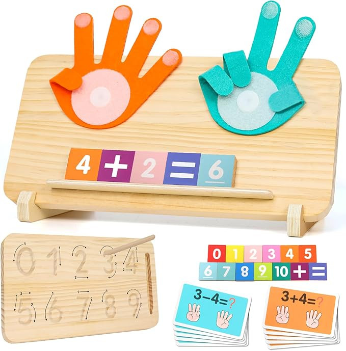 Montessori Math Learning Toys for Toddlers 3-5, Double-Sided Finger Counting & Number Tracing Boa... | Amazon (US)