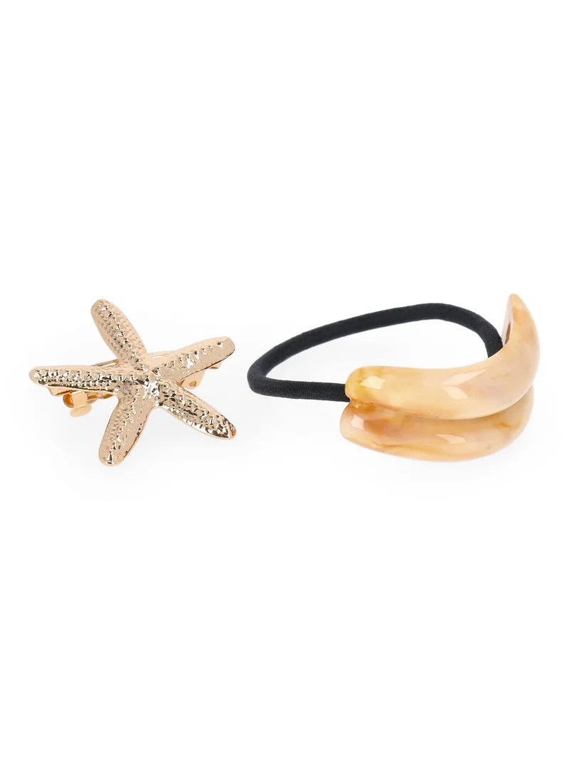 Time and Tru Women's Starfish Barrette and Hair Cuff Set, 2-Piece | Walmart (US)