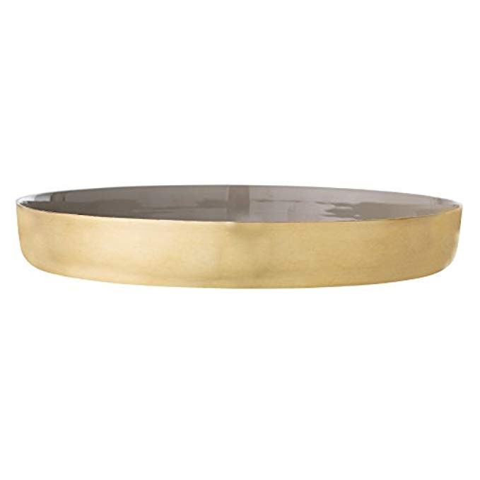 Bloomingville A48508750 Round Gold Enameled Aluminum Tray with Taupe Inside | Amazon (US)