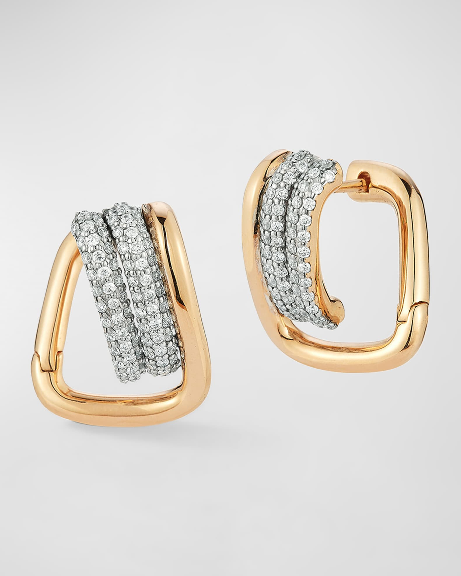 Huxley 18k Rose Gold Diamond Coil Link Huggie Earrings | Neiman Marcus