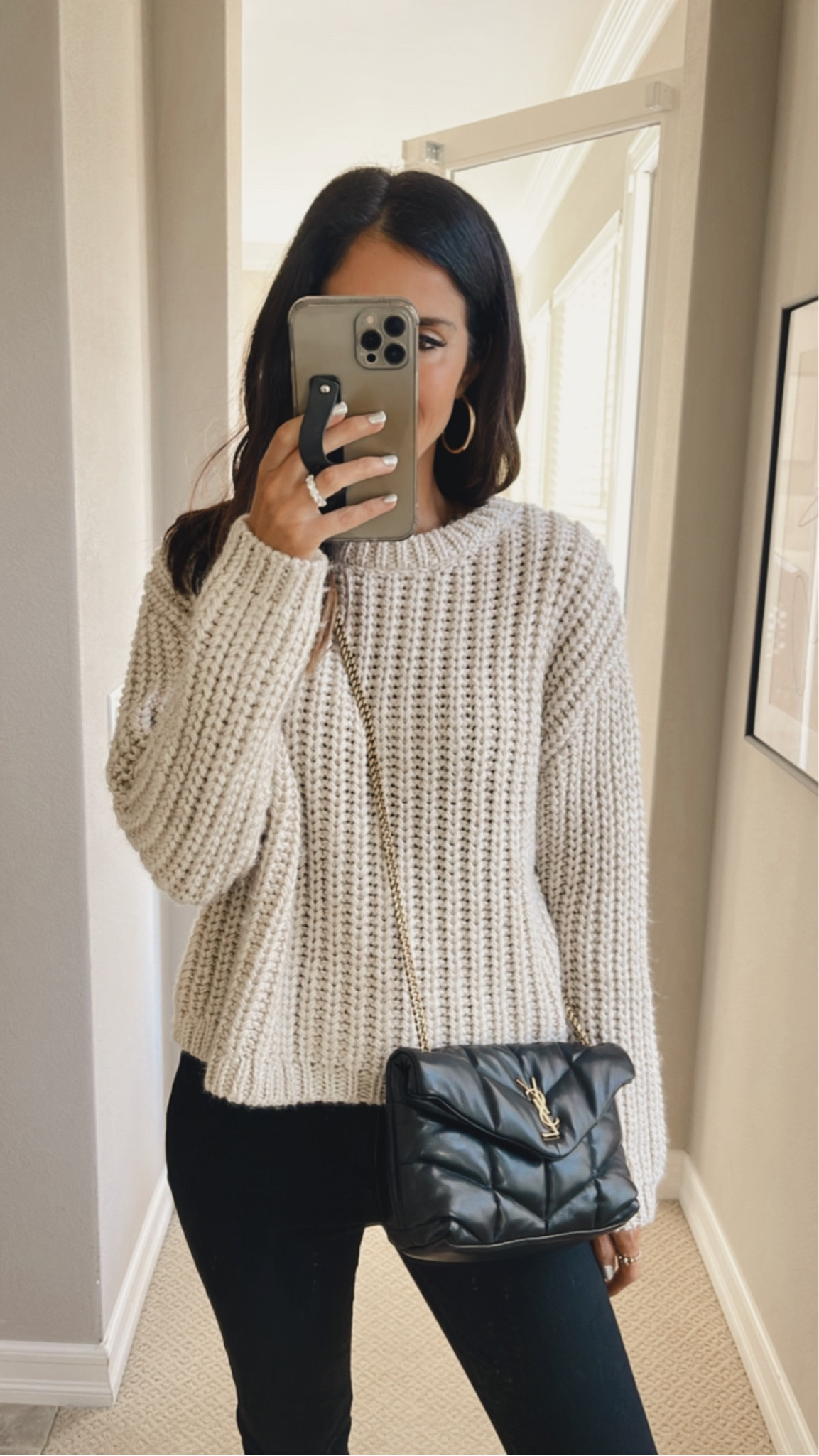 I’m just shy of 5’7 wearing the size extra Small sweater. Casual style, YSL puffer bag, StylinByAylin 

#LTKSeasonal #LTKstyletip #LTKunder100